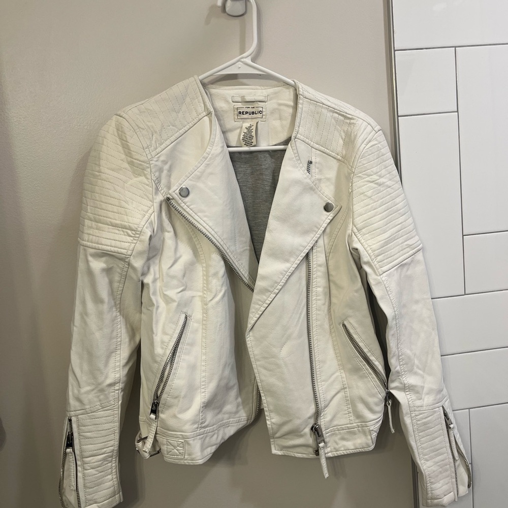 For the Republic | White Leather Jacket